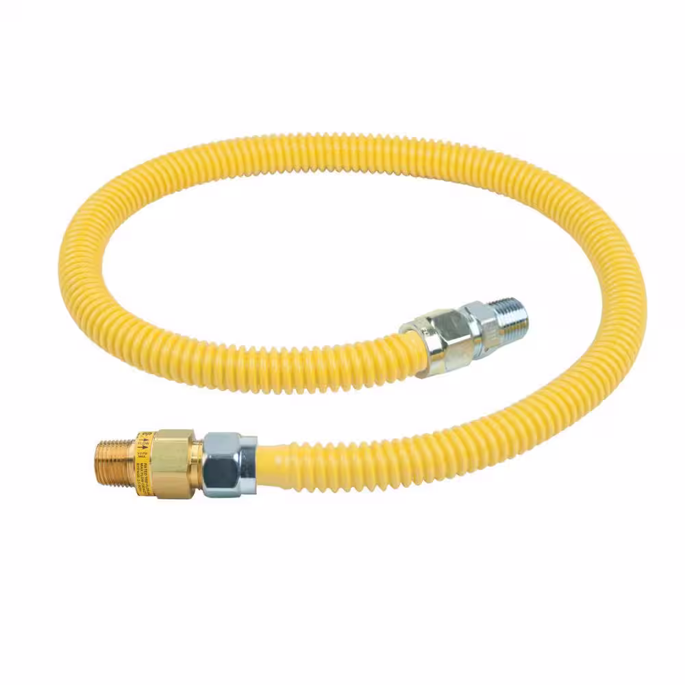 BrassCraft 1/2 in. MIP x 1/2 in. MIP x 36 in. Gas Connector (5/8 in. OD) w/Safety+Plus2 Thermal Excess Flow Valve (107,000 BTU)