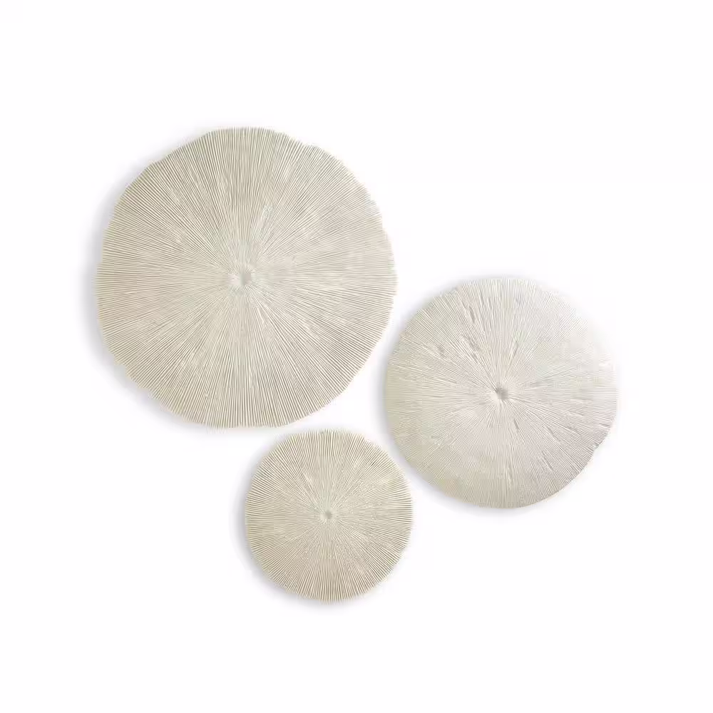 Two's Company White Faux Coral Spheres Wall Sculptures - Resin/Sand (Set of 3)