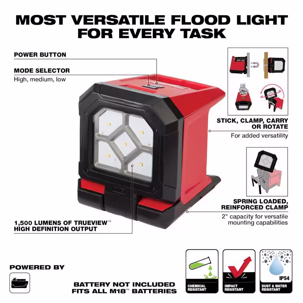 Milwaukee M18 18-Volt 1500 Lumens Lithium-Ion Cordless Rover LED Mounting Flood Light (Tool-Only)