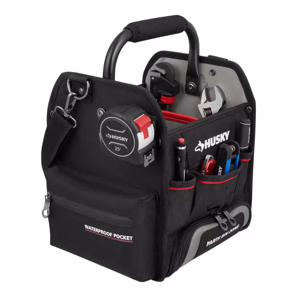 Husky 10 in. Tool Tote with Integrated Parts Bin Zone