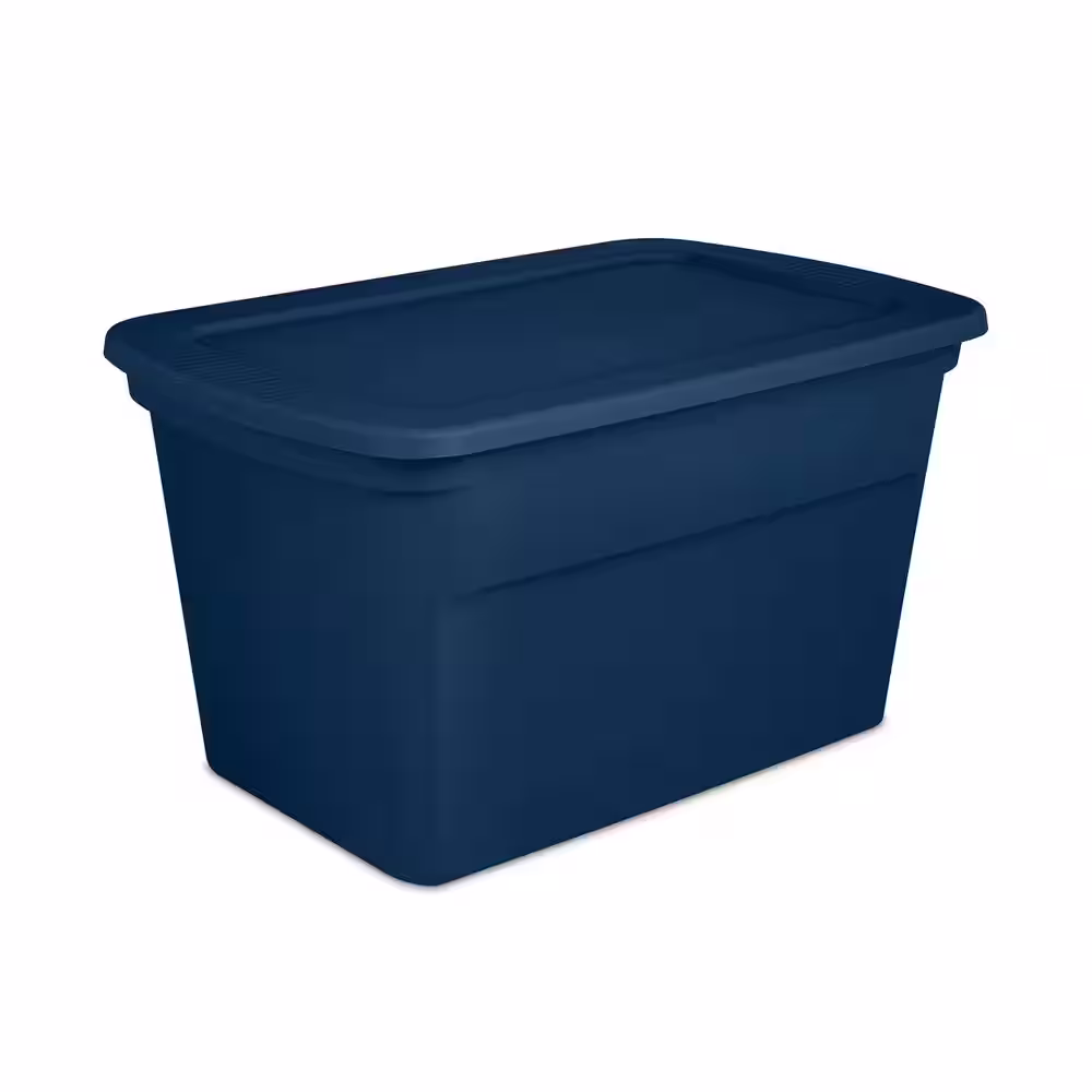 Sterilite 30 gal. Lidded Stackable Storage Tote Container in Blue, 24-Pack
