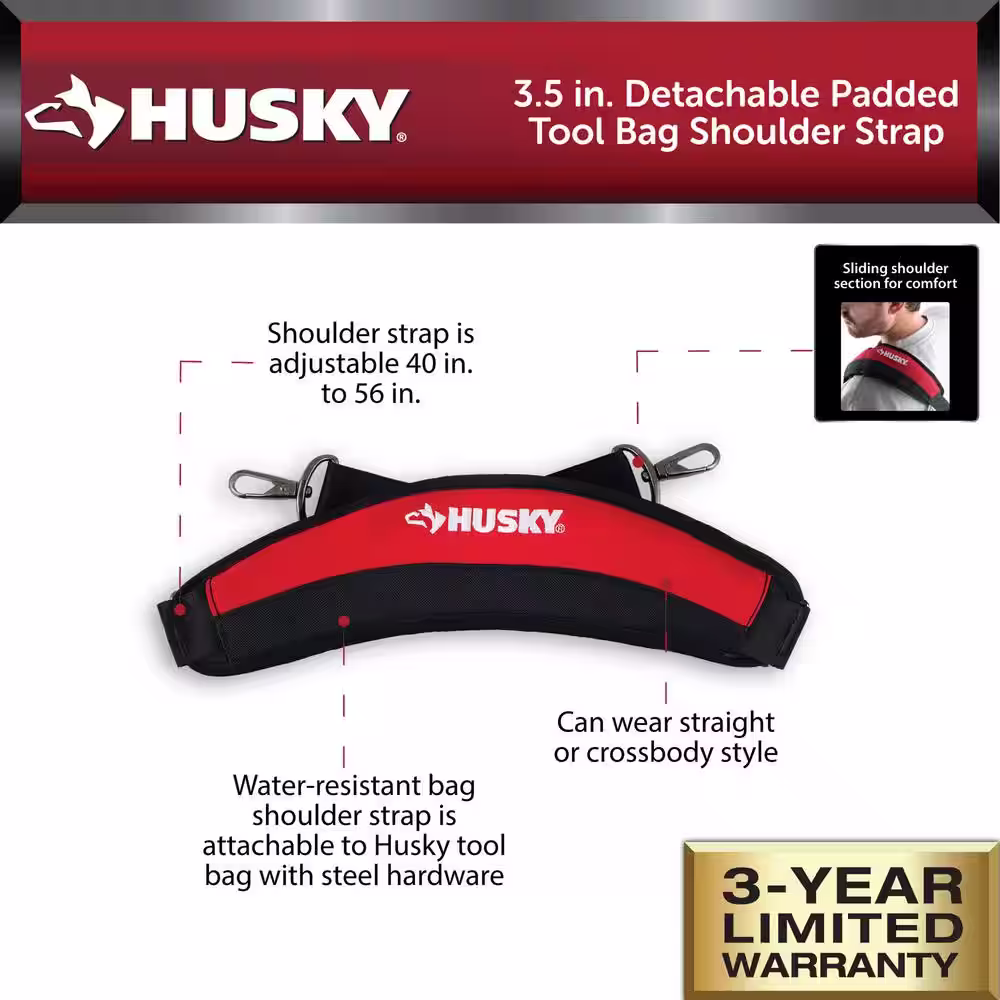 Husky 3.5 in. Detachable Padded Tool Bag Shoulder Strap