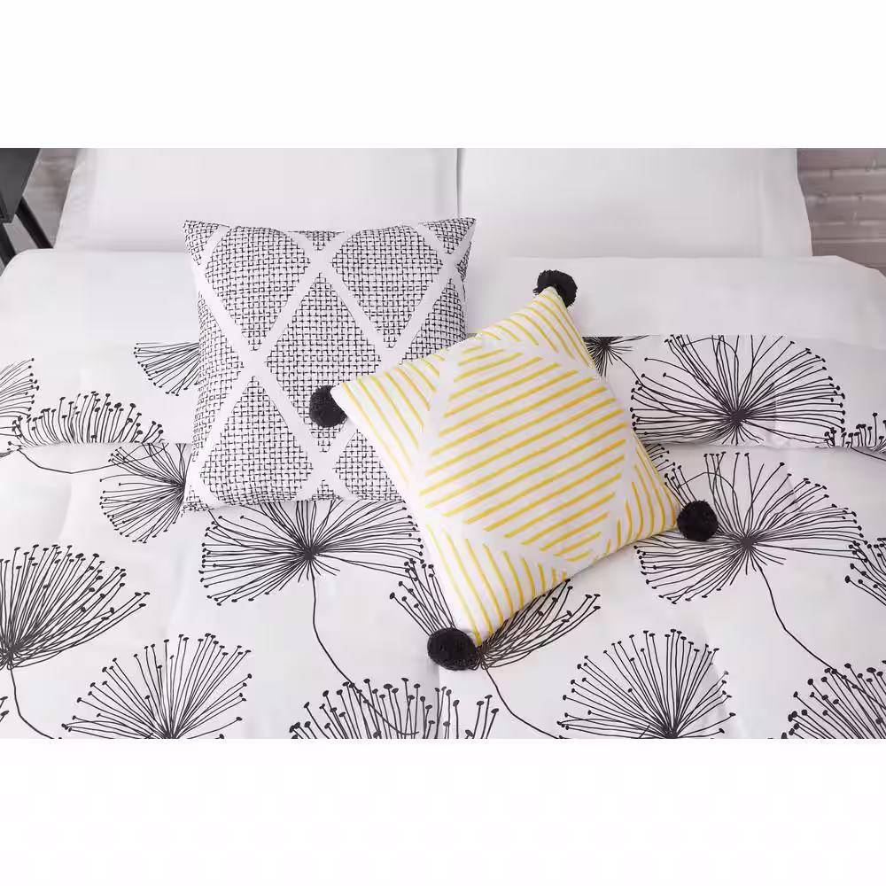 StyleWell Sweeney 5-Piece White/Black Floral Comforter Set