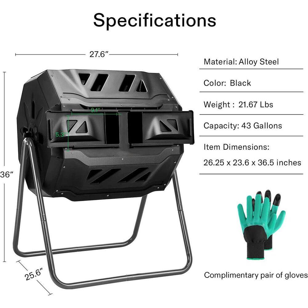 None 43 Gal. Black Alloy Steel Outdoor Carousel Compost Accelerator