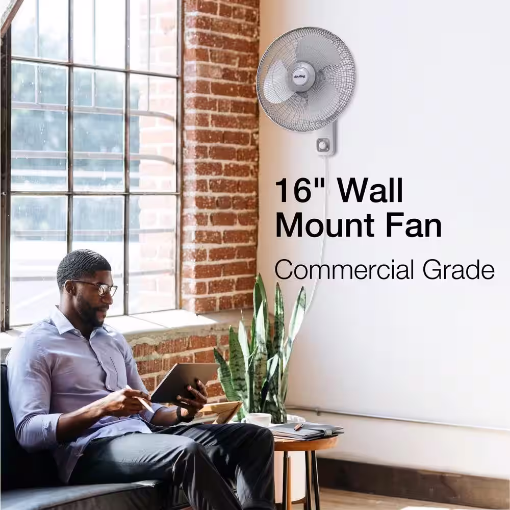 Air King 16 in. Commercial Grade Oscillating Wall Mount Fan