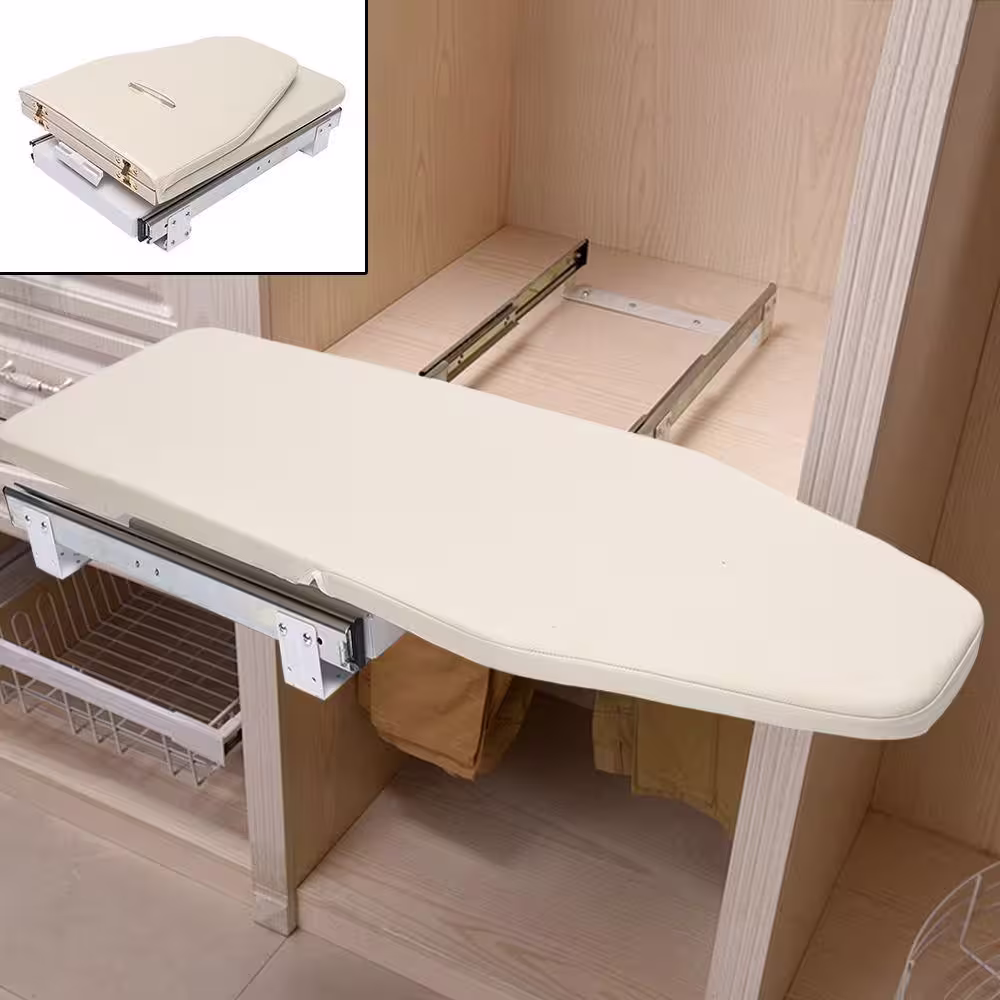 None 32.28 in. x 12.20 in. Beige Closet Pull-Out Foldable Ironing Board