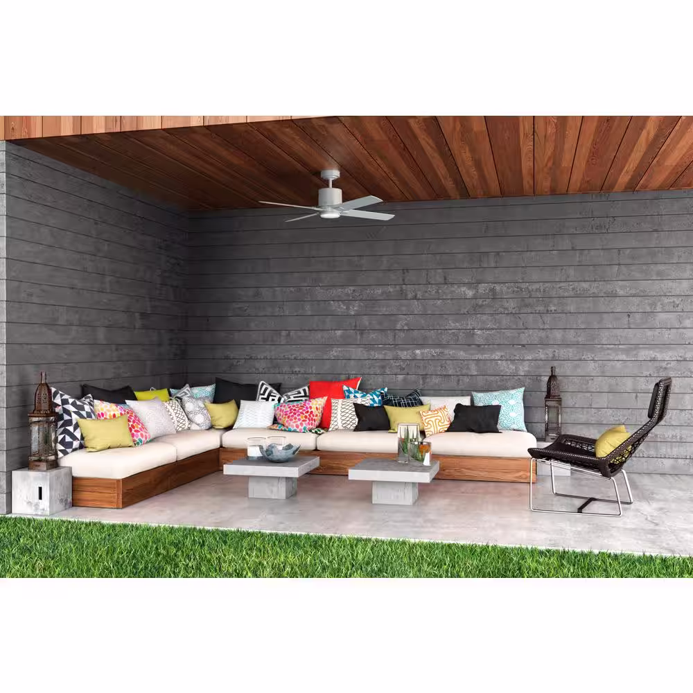Hunter Visalia 52 in. Integrated LED Indoor/Outdoor Quartz Grey Ceiling Fan with Light Kit and Remote