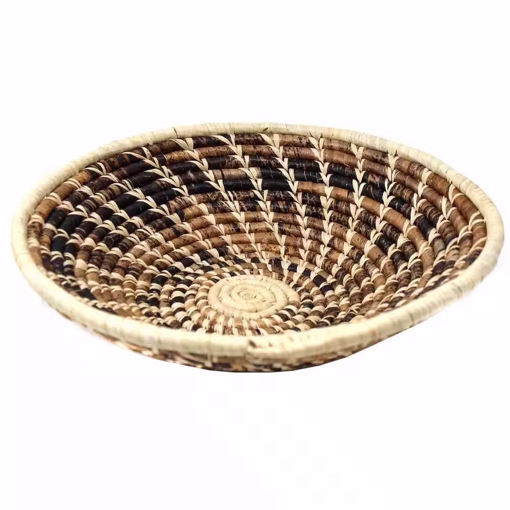 Global Crafts Woven Sisal Basket, Wheat Stalk Spirals In Natural