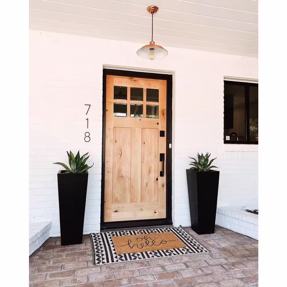 Krosswood Doors 36 in. x 80 in. Craftsman 2-Panel 6-Lite Clear Low-E Knotty Alder Unfinished Wood Front Door Slab