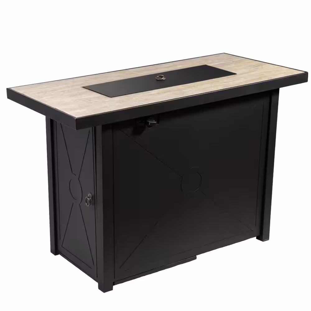 Teamson Home 42 in. x 20 in. x 28 in. Rectangular Steel Ceramic Propane Gas Fire Pit