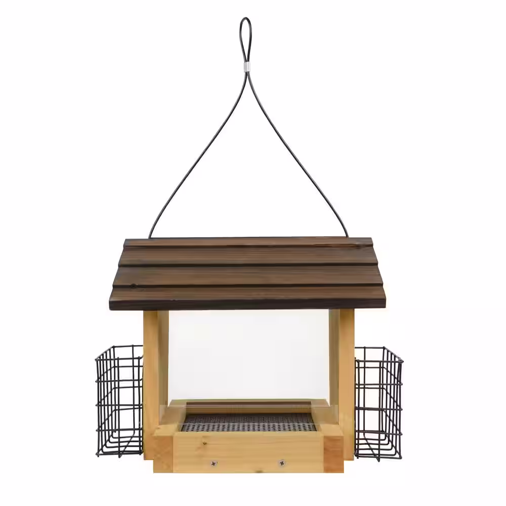 Nature's Way Bird Products 3 Qt. Cedar Hopper with Suet Wild Bird Feeder