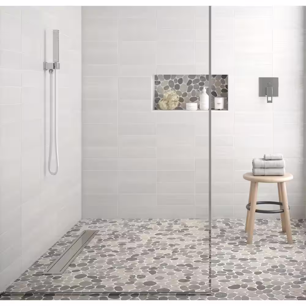 None Sliced Pebble Earl Grey 11-1/4 in. x 11-1/4 in. x 9.5 mm Mesh-Mounted Mosaic Tile (9.61 sq. ft./case)