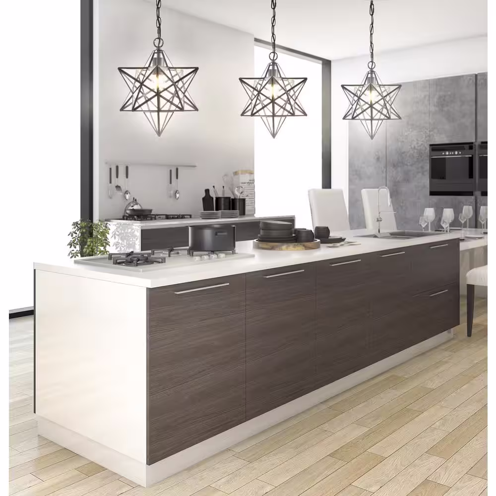 JONATHAN Y Stella 1-Ligth Oil Rubbed Bronze Moravian Star Metal/Glass LED Pendant