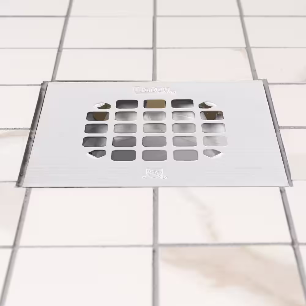 Oatey 4-1/4 in. Square Universal Snap-In Shower Strainer in Brushed Nickel