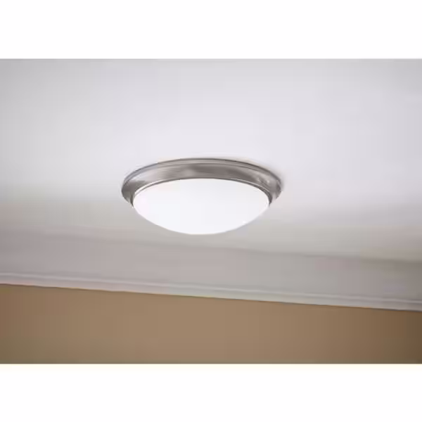 Hampton Bay Withers 13 in. 140-Watt Brushed Nickel Selectable CCT Integrated LED Dimmable Round Globe Flush Mount Ceiling Light