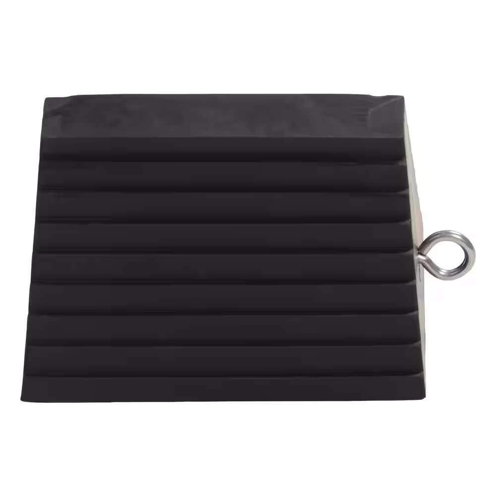 Vestil 9.8 in. x 7.8 in. x 5.8 in. Rubber Wheel Chock-Eye Bolt
