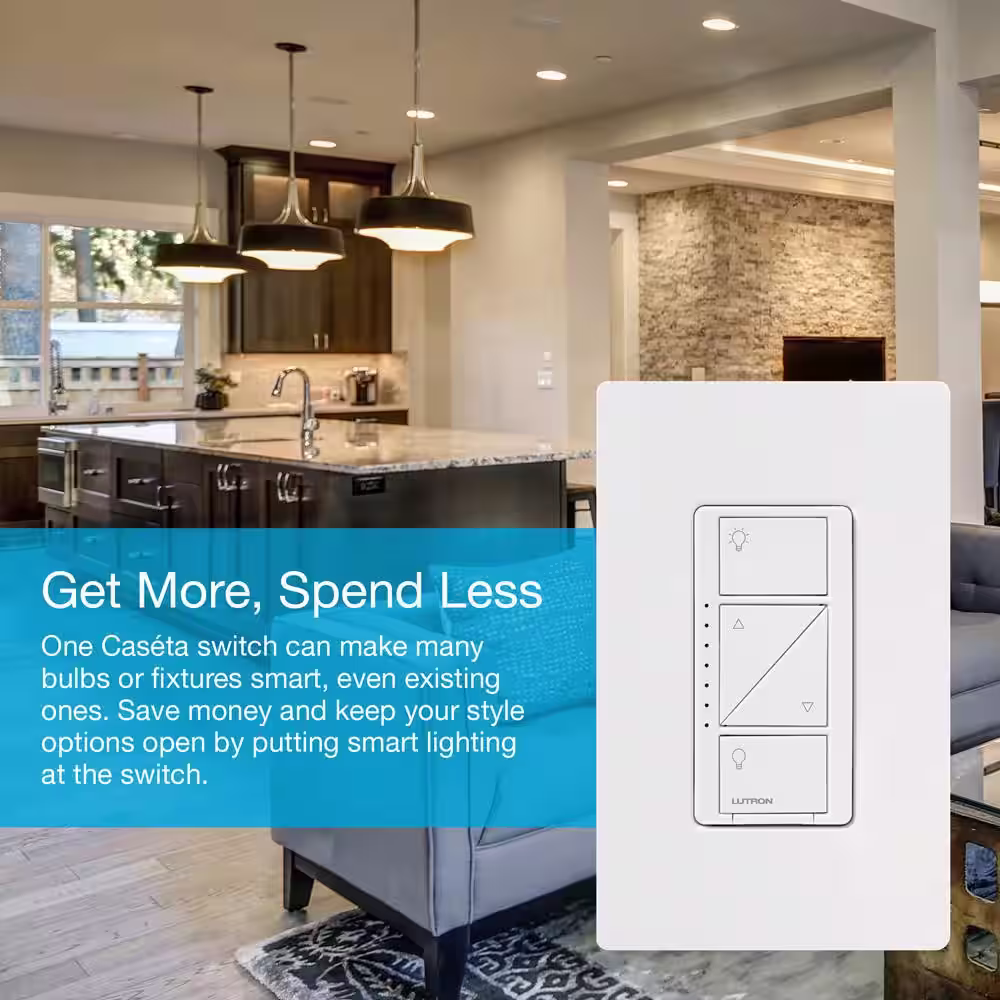 Lutron Caseta Smart Lighting Starter Kit with Smart Hub, Pico Remote, and 2 Dimmer Switches, White (CASETA-2DIMMER-BNDL)