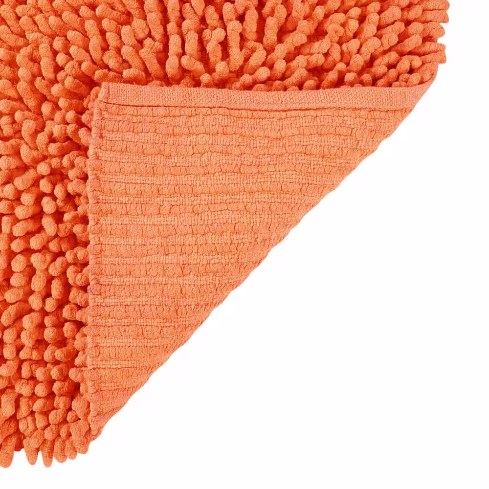 None Loopy Chenille Collection Orange 24 in. x 24 in. 100% Cotton Bath Rug