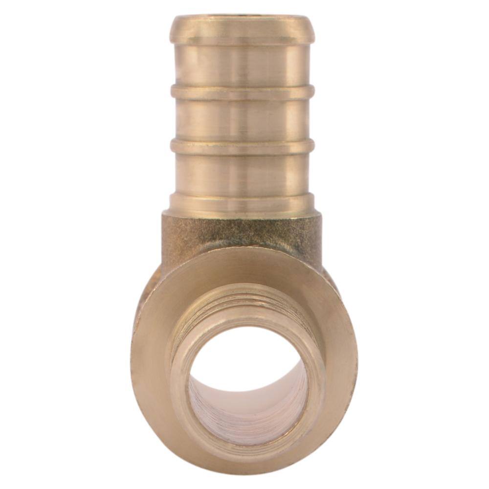 SharkBite 3/4 in. x 1/2 in. x 1/2 in. PEX Barb Brass Reducing Tee Fitting (10-Pack)