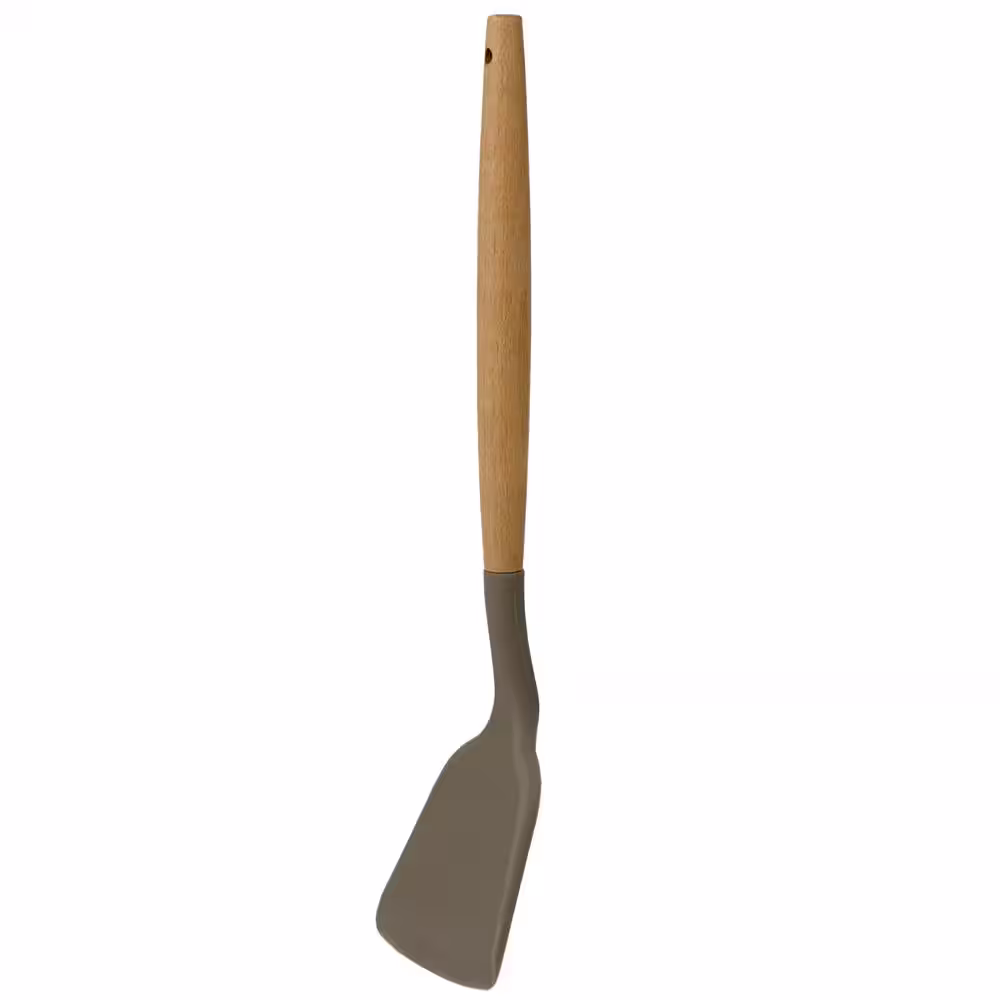 None Karina Grey Silicone Spatula with Easy Grip Beach Wood Handle