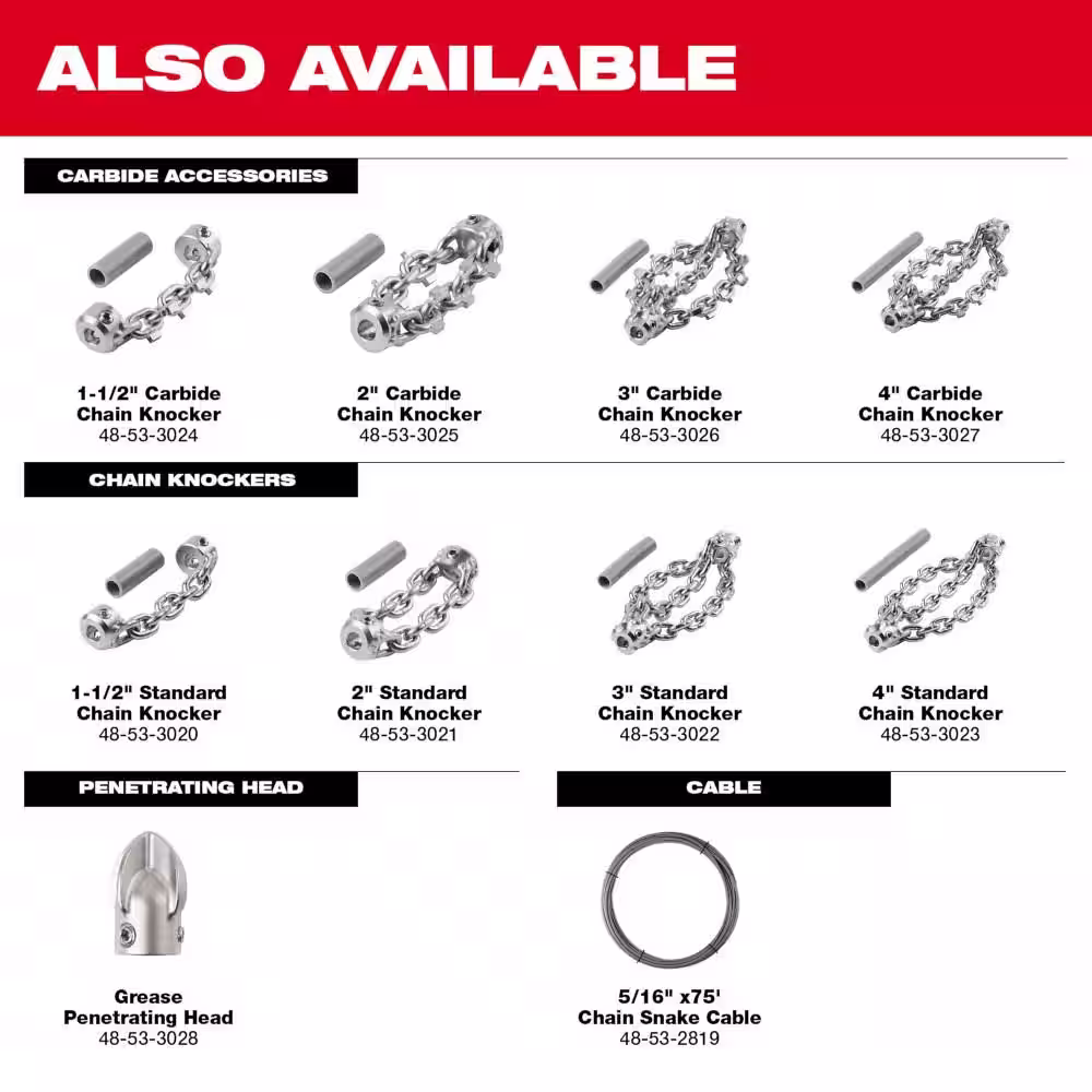 Milwaukee 5/16 in. x 75 ft. High Speed Chain Snake Replacement Cable