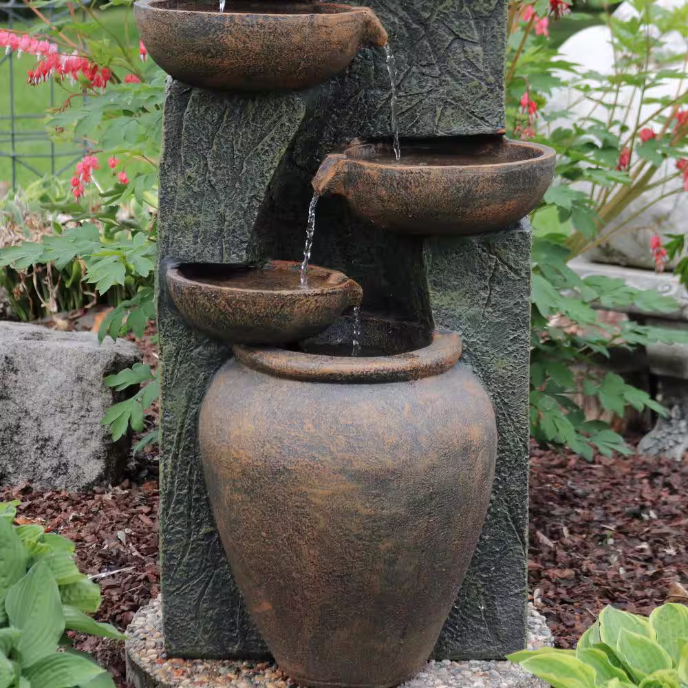 Sunnydaze Decor 39 in. Earthenware Pottery Stream Outdoor Water Cascading Fountain
