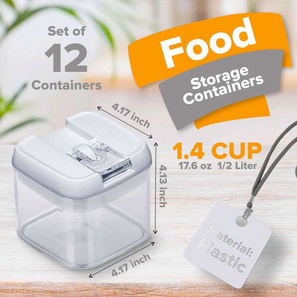 CHEER COLLECTION 12-Piece Food Storage Plastic Containers 0.5L - White