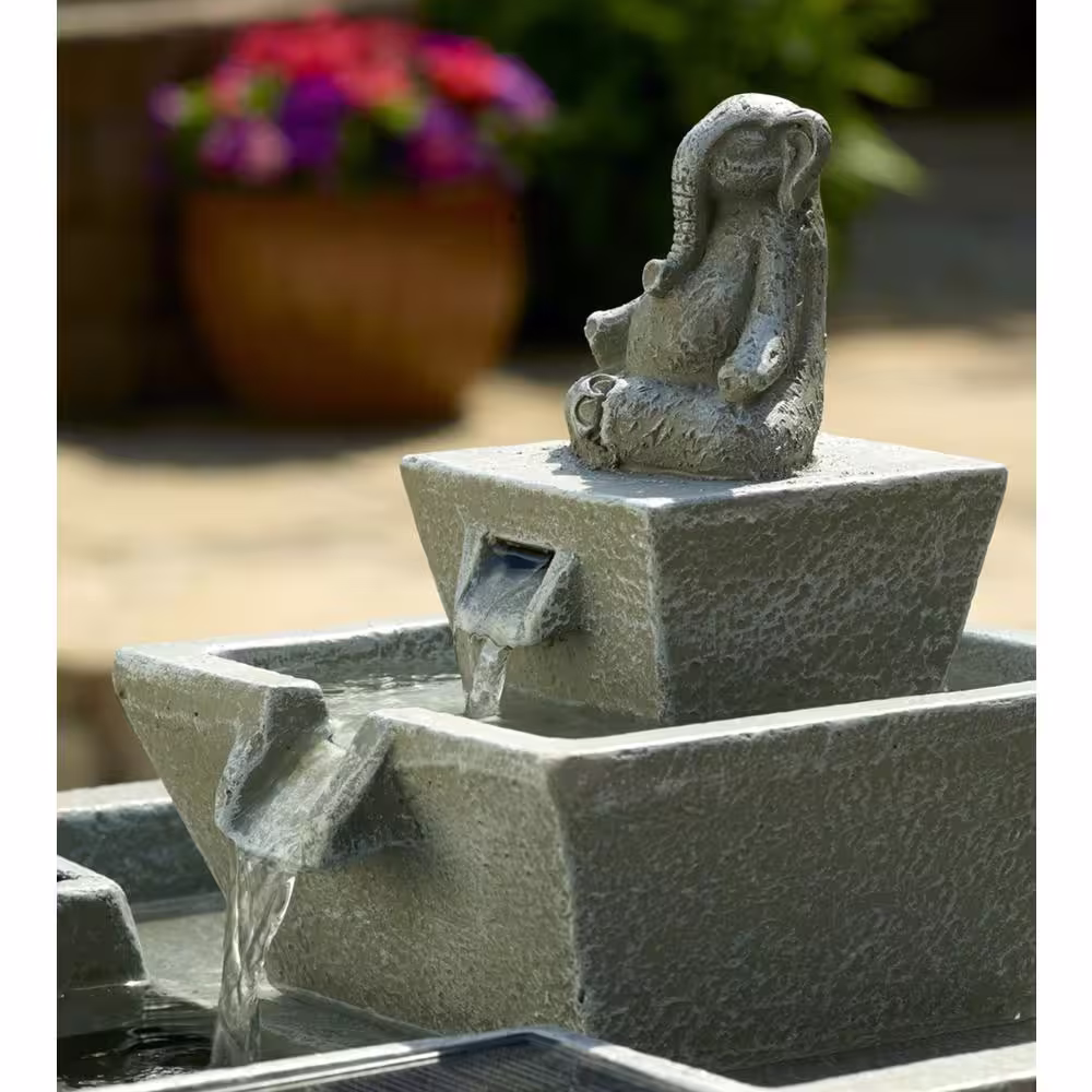 Smart Solar 11.6 in. 3-Piece Zen Elephant Solar Fountain