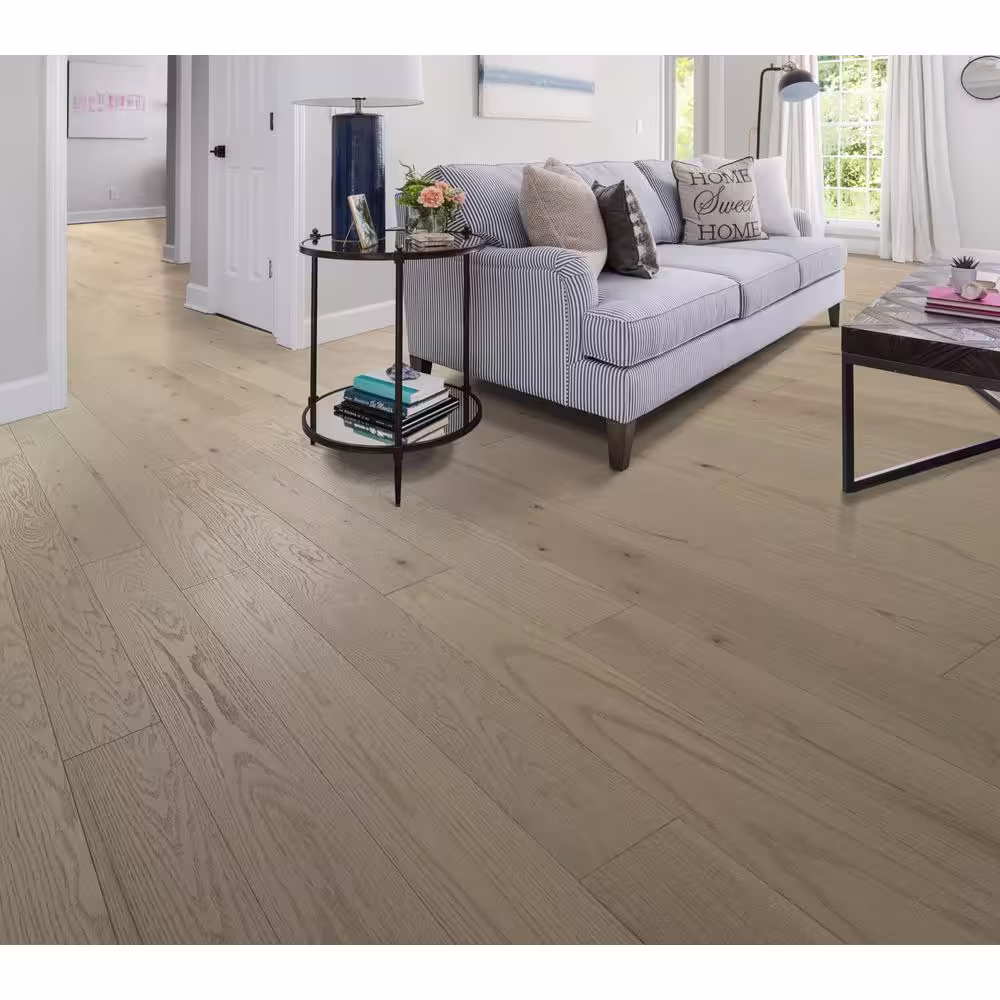 Shaw Serenity Oak Rifle Red Oak 1/2 in T x 6.4 in W Water Resistant Wire Brush Engineered Hardwood Flooring (25.4 sqft/case)
