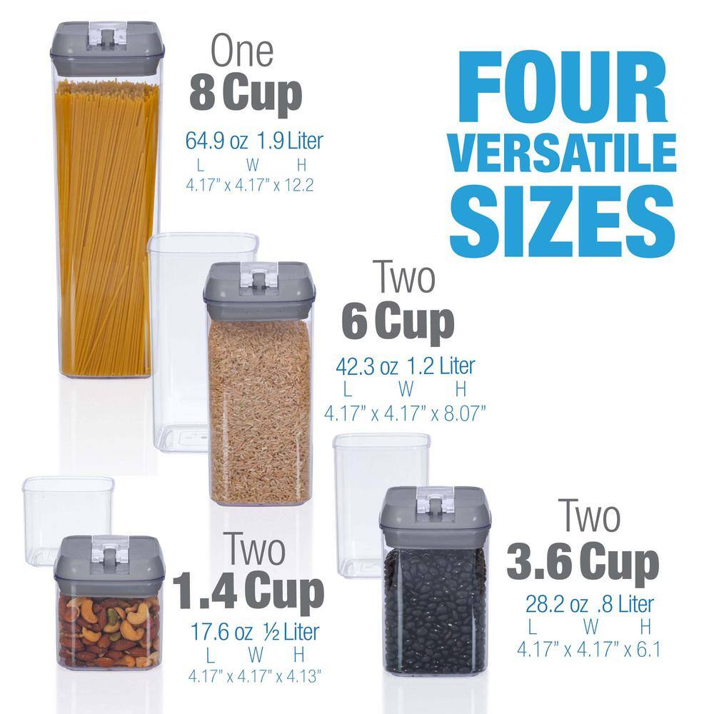 CHEER COLLECTION 7-piece Plastic Stackable Airtight Food Storage Container Set - Gray