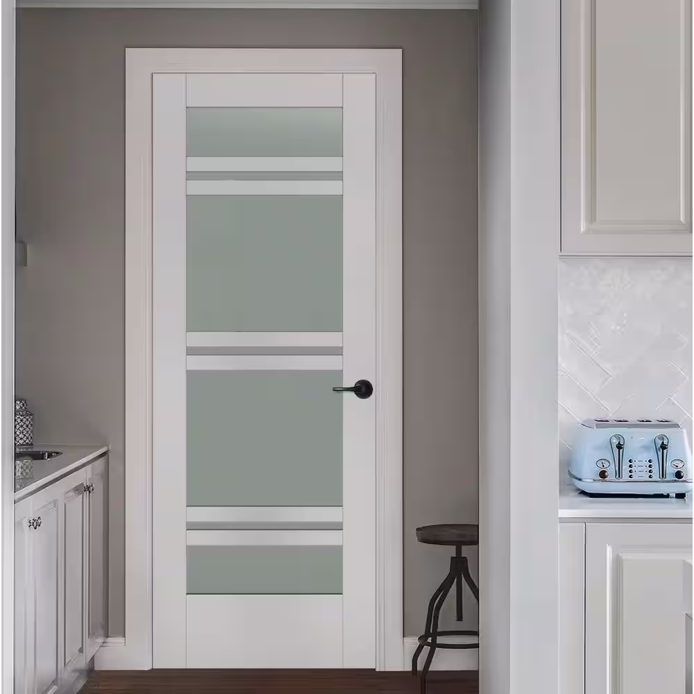 JELD-WEN 32 in. x 96 in. MODA Primed PMT1071 Solid Core Wood Interior Door Slab w/Translucent Glass