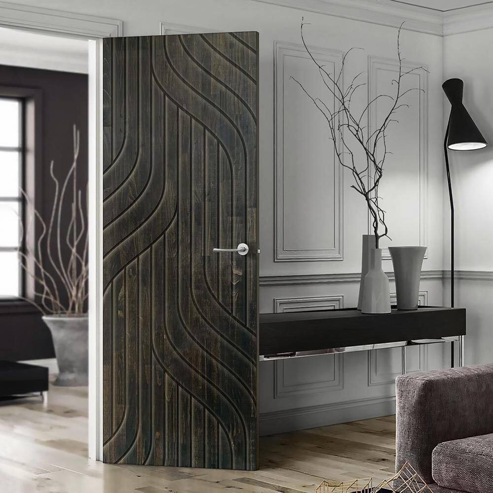 CALHOME 42 in. x 84 in. Hollow Core Charcoal Black Stained Solid Wood Interior Door Slab