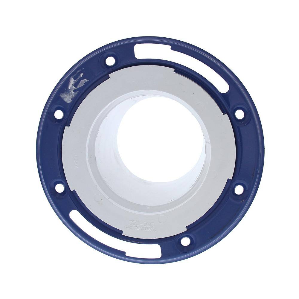 JONES STEPHENS 7 in. O.D. Plumbfit PVC Closet (Toilet) Flange with Adj. Metal Ring and 6 in. Shank for 3 in. or 4 in. Sch. 40 DWV Pipe