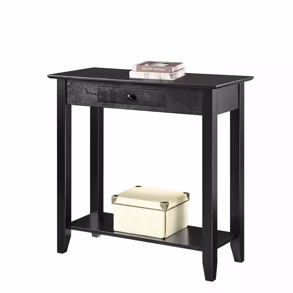 Convenience Concepts American Heritage 32 in. Black Standard Rectangle Wood Console Table with Drawers