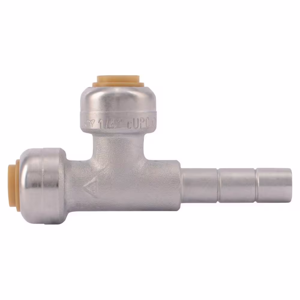 SharkBite 1/4 in. Push-to-Connect x Push-to-Connect x CTS Stop Valve Chrome-Plated Brass Tee Adapter