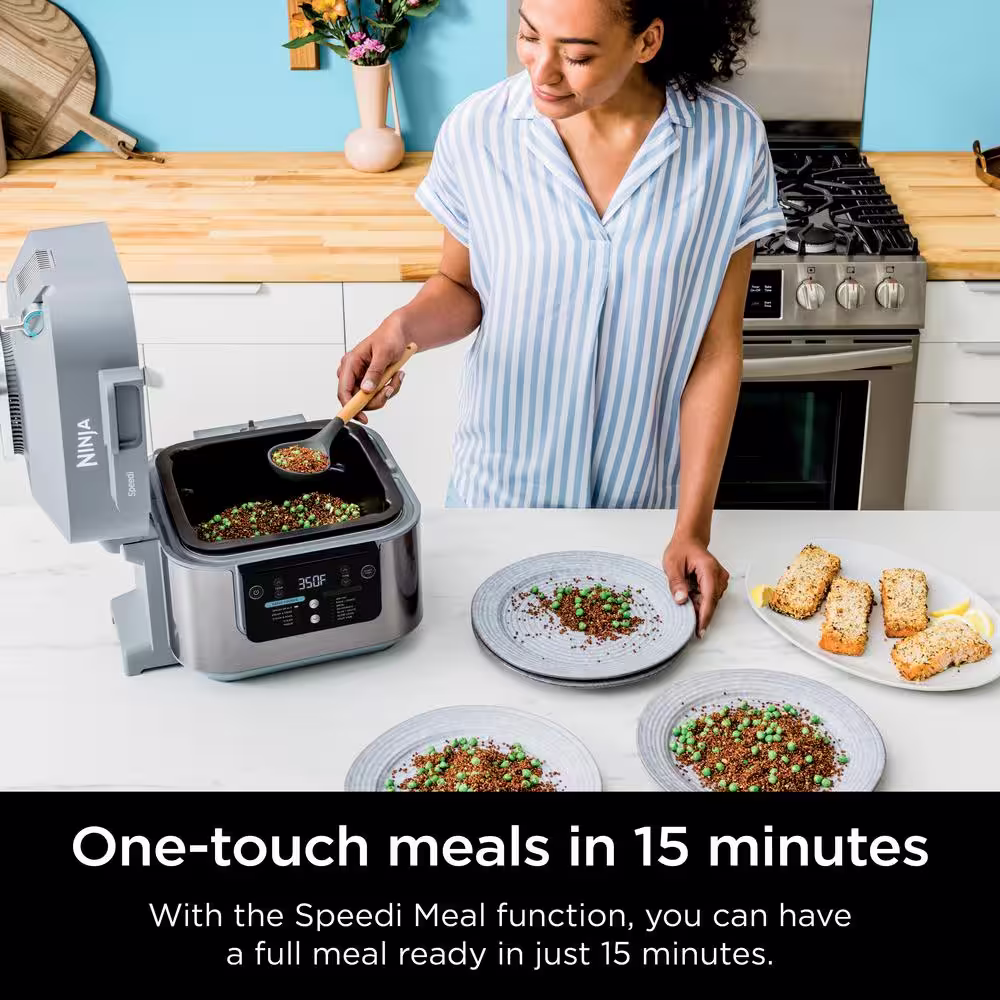 NINJA Speedi Rapid Grey 24-Cup Steam Cooker and Air Fryer with 12 in 1 Functionality SF301