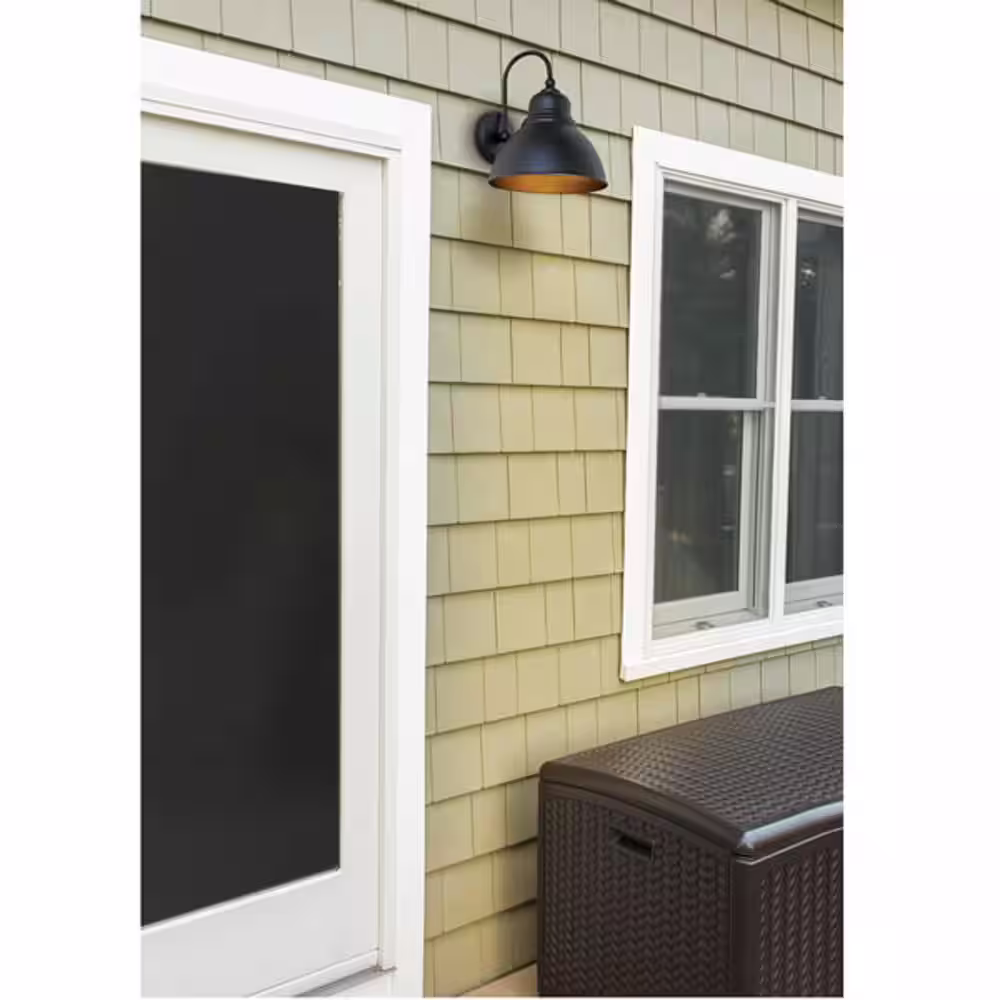 Sylvania Dover 1-Light Antique Black Outdoor Wall Mount Barn Light Sconce with Edison LED Light Bulb Included