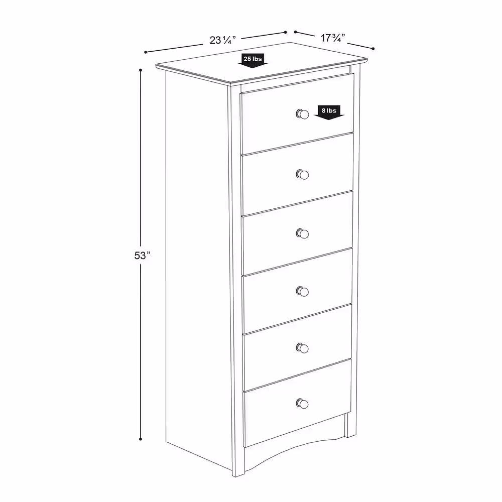 Prepac Monterey 6-Drawer White Chest