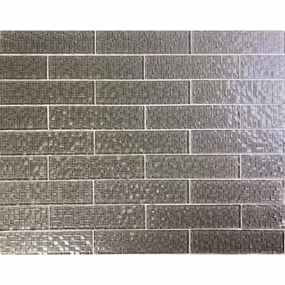 ABOLOS Coastal Style Glossy Pebble Gray Subway 2 in. x 8 in. Textured Glass Wall Tile (0.111 sq.ft/Piece)