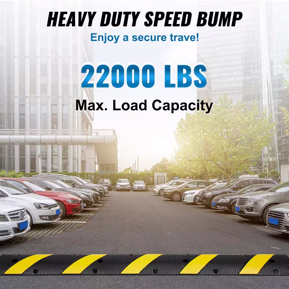 None 72 in. x 11.81 in. Cable Protector Ramp 2 Channel 22000 lbs. Load Raceway Cord Cover Rubber Speed Bump for Roads(2-Pack)