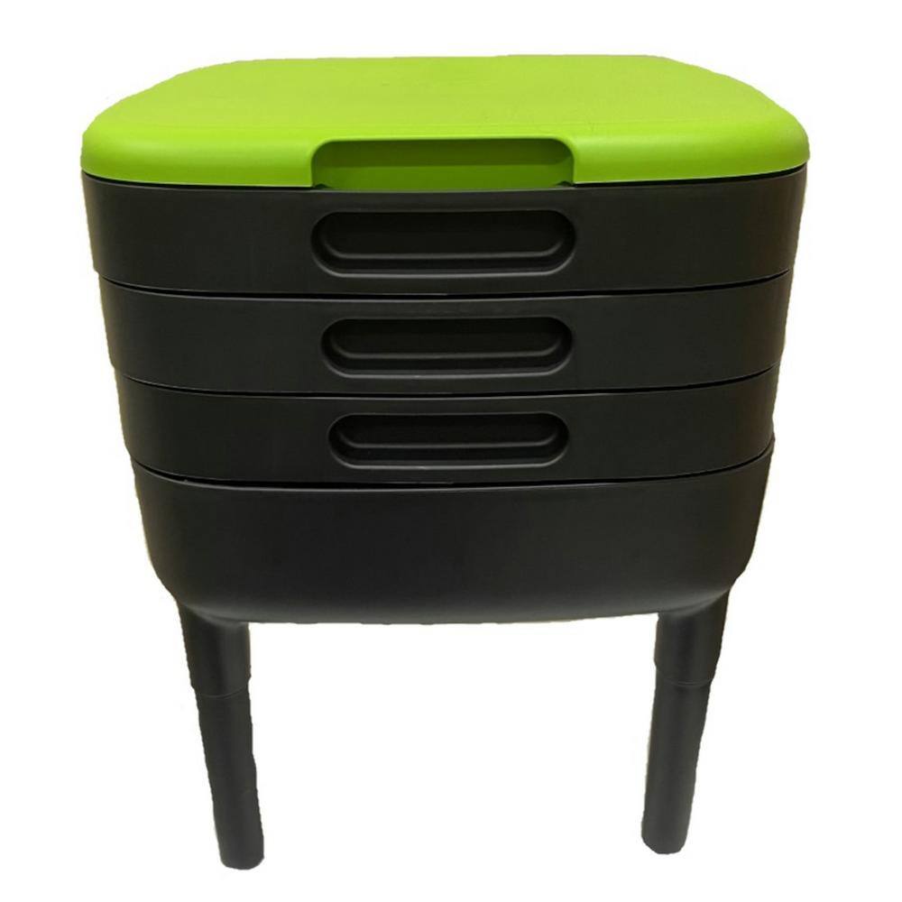 RSI 6 Gal. Stationary 3 Tray Worm Compost Farm with Plastic Leg Extensions, 16 in. Sifter and 1.85 Gal. Caddie w/Corn Bags