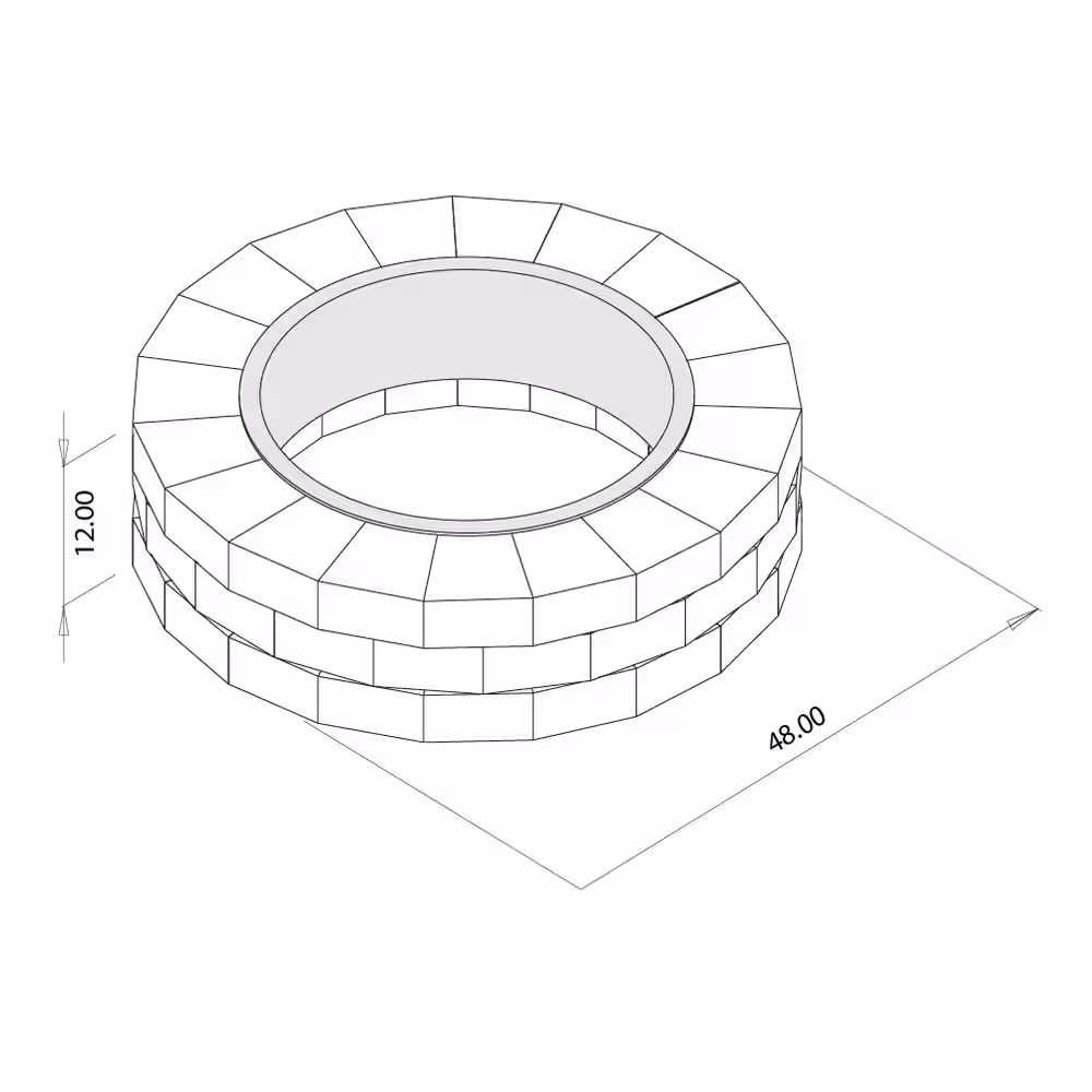 Necessories Grand 48 in. W x 12 in. H Round Concrete Beechwood Fire Pit Kit