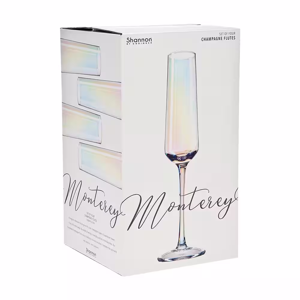 Godinger Monterey 6 oz. Crystal Champagne Flutes (Set of 4)
