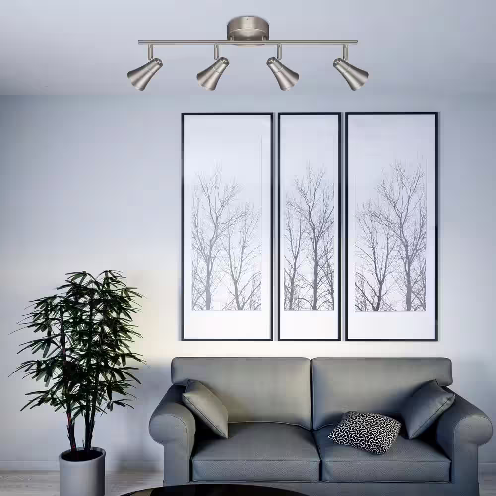 EnviroLite Armstrong 2 ft. 4-Light Brushed Nickel Integrated LED Fixed Track Lighting Kit