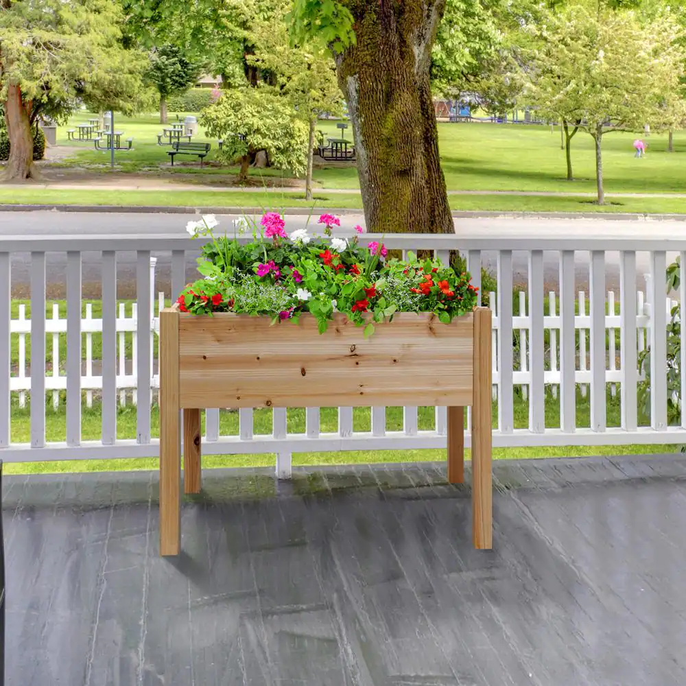 Outdoor Essentials Homestead 18 in. x 36 in. Cedar Elevated Garden Planter (Tool Free)