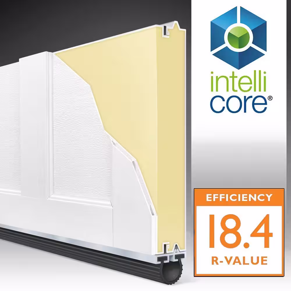 Clopay Coachman Collection 8 ft. x 7 ft. 18.4 R-Value Intellicore Insulated Sandtone Garage Door with SQ24 Window