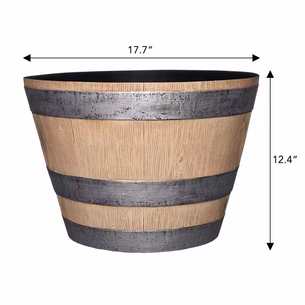 Unbranded 17.7 in. Dia x 12.4 in. H Natural Oak Resin Pots