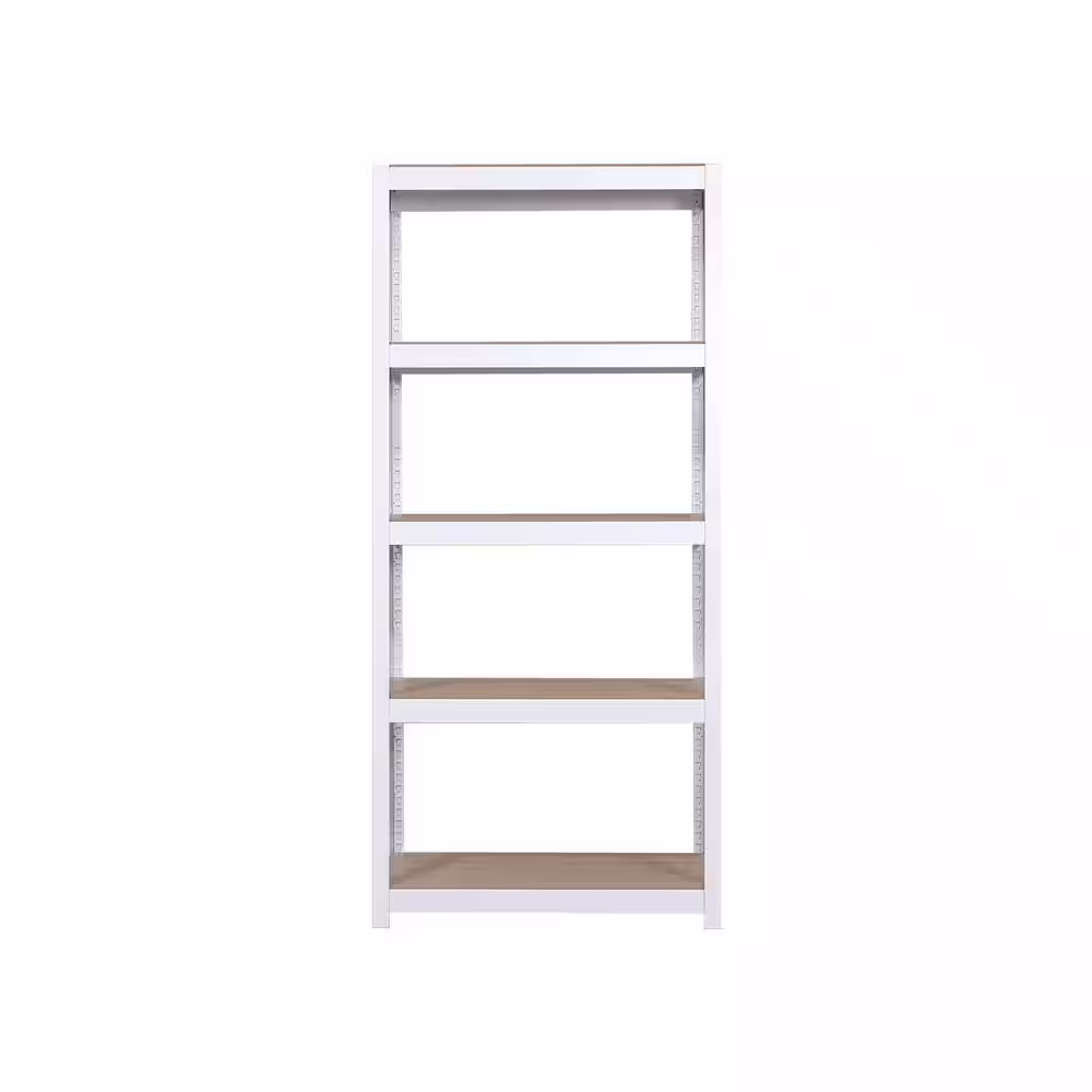 Best Home Fashion Kepsuul 77 in. White Wood 4 Shelf Standard Bookcase with Adjustable Shelves