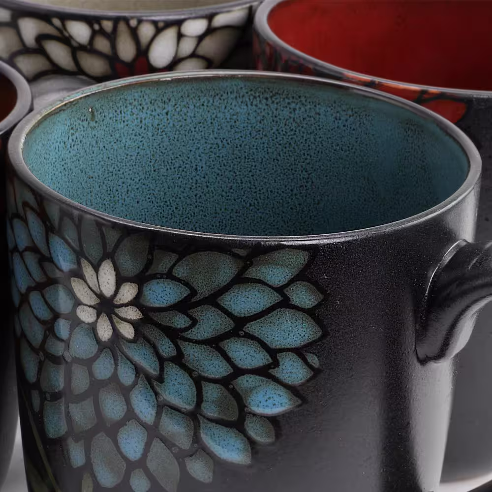 Gibson Home Gardenia Cafe 4-Piece Rustic Floral Earthenware Dinnerware Set (Service for 4)