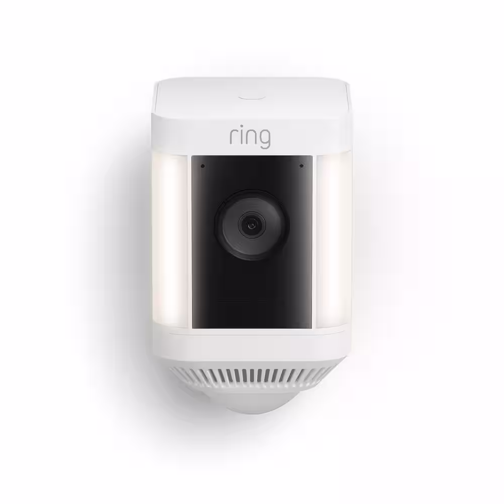 Ring Spotlight Cam Plus, Battery - Smart Security Video Camera with LED Lights, 2-Way Talk, Color Night Vision, White, 2-Pack